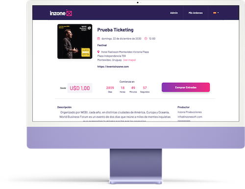 Venta de tickets web, web ticket sales